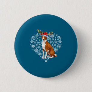 Kerst Reindeer Kerstman Hoed Basenji Liefhebbers X Ronde Button 5,7 Cm