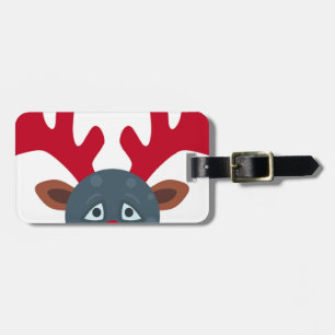kerst-reindeer-maan-emoji bagagelabel