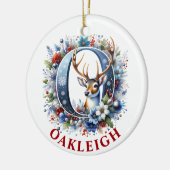 Kerst Reindeer Monogram Letter O Aangepaste Naam Keramisch Ornament (Links)