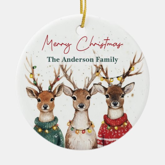 Kerst Reindeer Ornament | Aangepaste Naam (Voorkant)