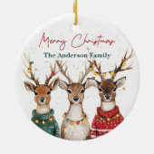 Kerst Reindeer Ornament | Aangepaste Naam (Achterkant)