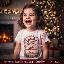 Kerst Reindeer Peuter T-shirt met Eigen Naam