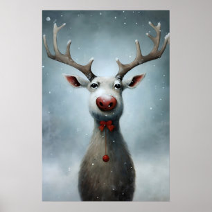 Kerst Reindeer Schilderij, Rustieke Winter Muur Poster