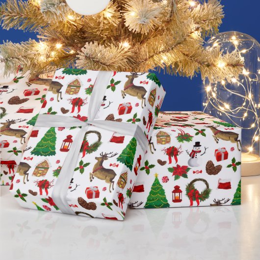 Kerst Reindeer Sneeuwmannen Kerstcadeaus Cadeaupapier (Feestdagen)