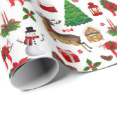 Kerst Reindeer Sneeuwmannen Kerstcadeaus Cadeaupapier (Rol Hoek)