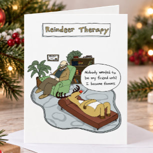 Kerst Reindeer Therapie Grappige Vakantie Cartoo Feestdagen Kaart