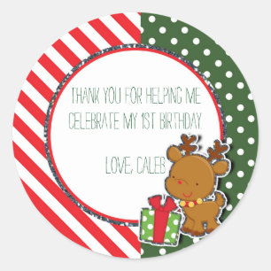Kerst Reindeer Verjaardag Vakantie Aangepaste Stic Ronde Sticker