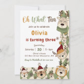 Kerst Reindeer Verjaardagsfeestje Oh Wat Leuk Kaart (Voorkant)