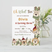 Kerst Reindeer Verjaardagsfeestje Oh Wat Leuk Kaart (Staand voorkant)