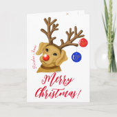 Kerst Reindeer Vos Rode Lab Gevouwen Wenskaart Kaart (Voorkant)