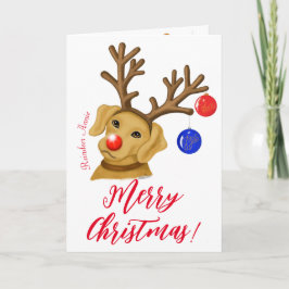 Kerst Reindeer Vos Rode Lab Gevouwen Wenskaart Kaart