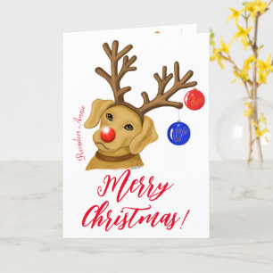 Kerst Reindeer Vos Rode Lab Gevouwen Wenskaart Kaart