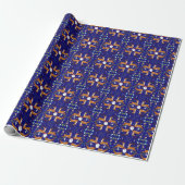 Kerst Reinders Blauw Naadloos Patroon Cadeaupapier (Uitgerold)