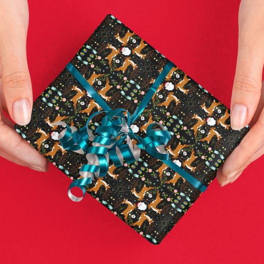 Kerst Reinders Zwart Naadloos Patroon Cadeaupapier