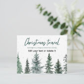 Kerst Reizen Waterverf Kerstman Dennenbomen Briefkaart (Staand voorkant)