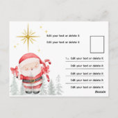 Kerst Reizen Waterverf Kerstman Dennenbomen Briefkaart (Achterkant)