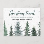 Kerst Reizen Waterverf Kerstman Dennenbomen Briefkaart (Voorkant)