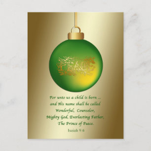 Kerst, Religieus, Vrede Ornament op Gold Feestdagenkaart