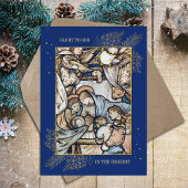 Kerst Religieuze Christelijke Katholieke Blauwe Fo Feestdagenkaart