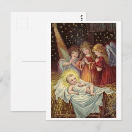 Kerst, religieuze,  feestdag briefkaart (Voorkant / Achterkant)