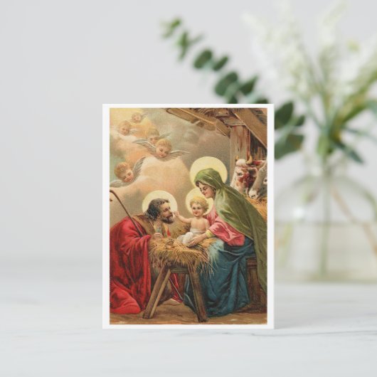 Kerst, religieuze,  feestdag briefkaart (Staand voorkant)