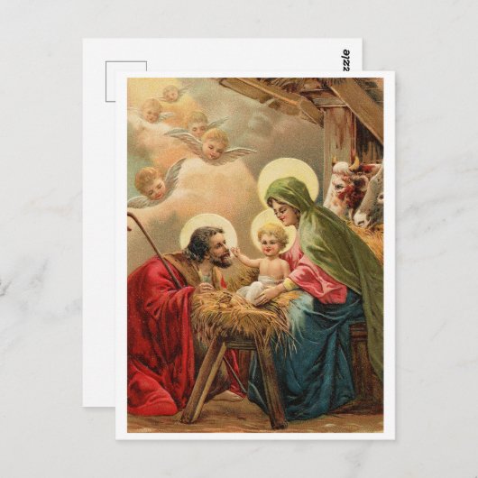 Kerst, religieuze, feestdag briefkaart (Voorkant / Achterkant)