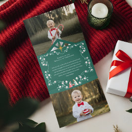 Kerst Religieuze Kerstmisscène Familiefoto's Drieluik Wenskaart