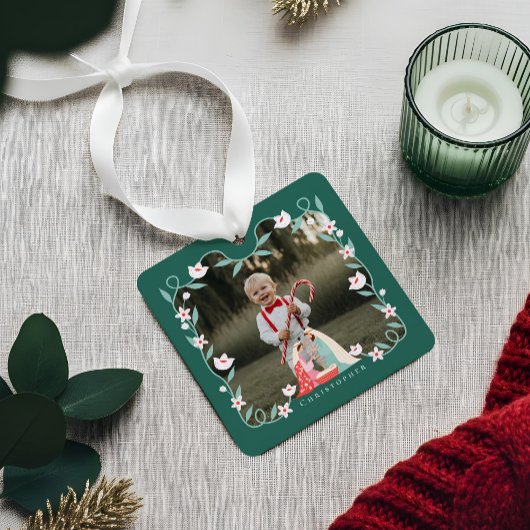 Kerst Religieuze Kerstmisscène Foto Keepsake Metalen Ornament