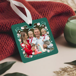Kerst Religieuze Kerstmisscène Foto Keepsake Metalen Ornament