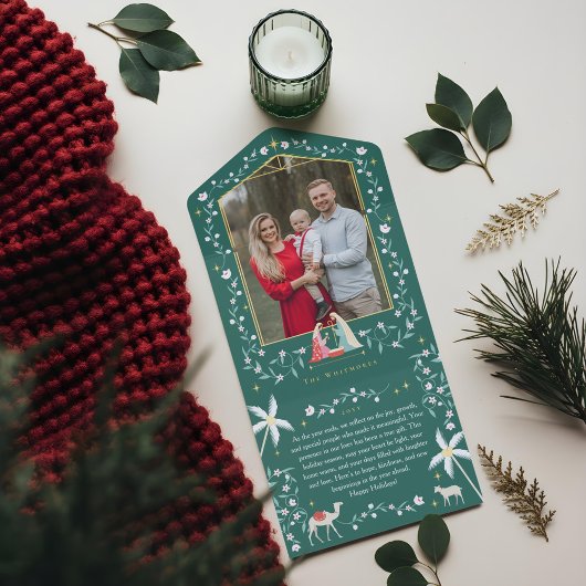 Kerst Religieuze Kerststal Familiefoto All In One Uitnodiging