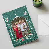 Kerst Religieuze Kerststal Familiefoto Drieluik Wenskaart