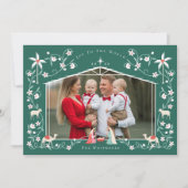 Kerst Religieuze Kerststal Familiefoto Feestdagenkaart (Voorkant)