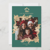 Kerst Religieuze Kerststal Familiefoto Feestdagenkaart (Voorkant)