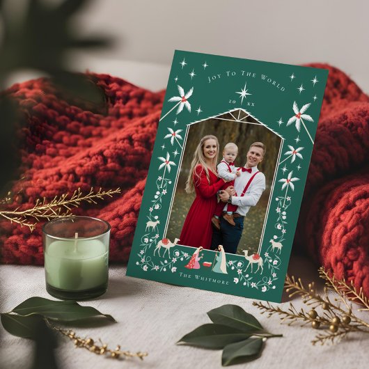 Kerst Religieuze Kerststal Familiefoto Feestdagenkaart