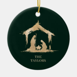 Kerst Religieuze Kerststal Familiefoto Keramisch Ornament
