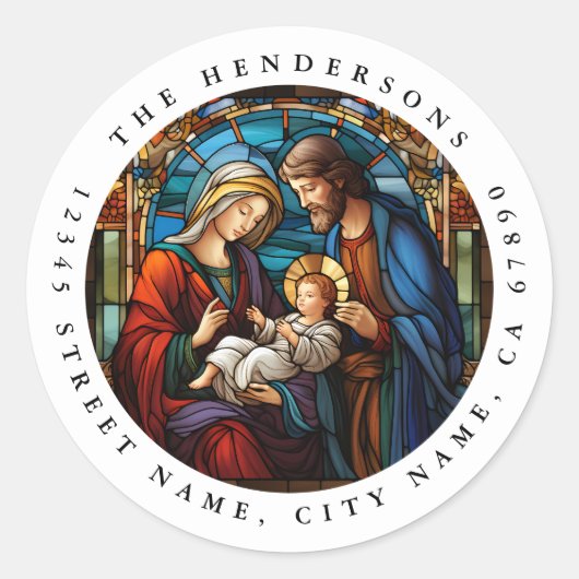 Kerst Religieuze Kerststal Rond Stickers (Voorkant)