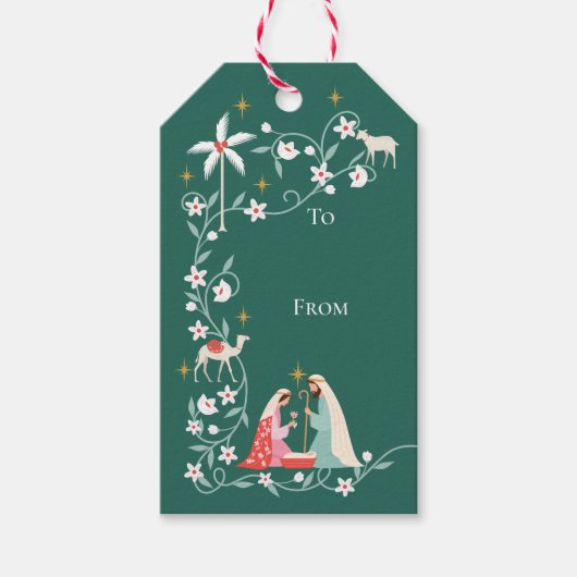 Kerst religieuze kerstster van Bethlehem Cadeaulabel (Voorkant)
