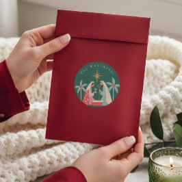 Kerst religieuze kerstster van Bethlehem Ronde Sticker