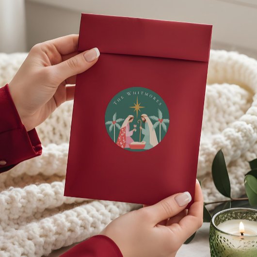 Kerst religieuze kerstster van Bethlehem Ronde Sticker