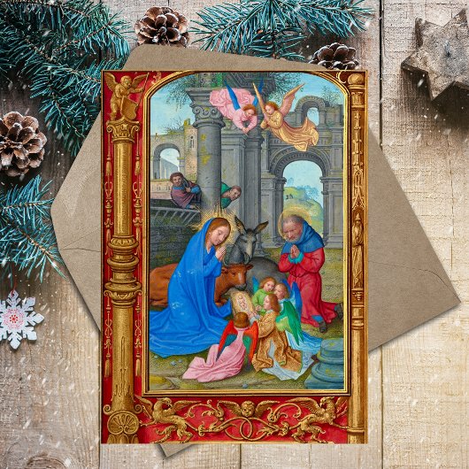 Kerst Religieuze Middeleeuwse Christelijke Katholi Feestdagenkaart