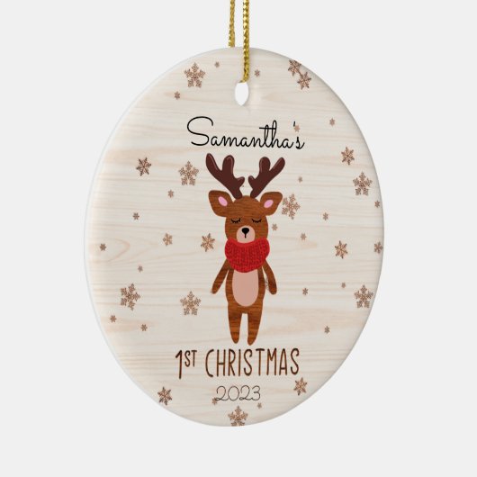 Kerst Rendier Baby's Eerste Kerstmis Keramisch Ornament (Rechts)