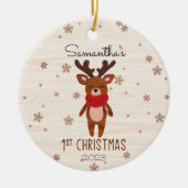 Kerst Rendier Baby's Eerste Kerstmis Keramisch Ornament (Voorkant)