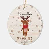 Kerst Rendier Baby's Eerste Kerstmis Keramisch Ornament (Links)