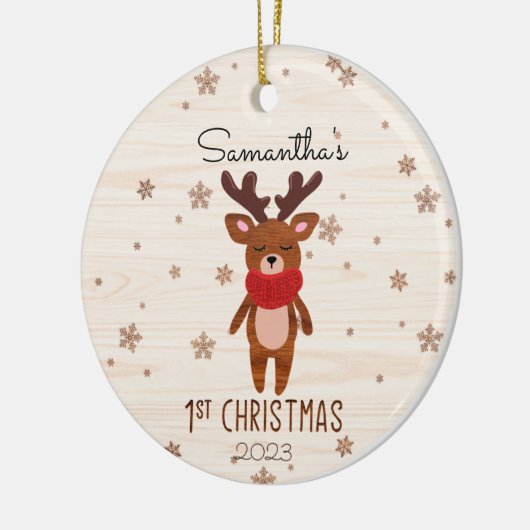 Kerst Rendier Baby's Eerste Kerstmis Keramisch Ornament (Links)