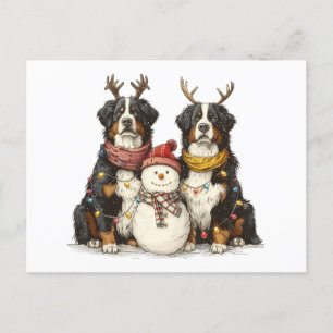 Kerst Rendier Berner Mountain Dogs Feestdagenkaart