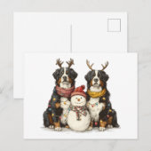 Kerst Rendier Berner Mountain Dogs Feestdagenkaart (Voorkant / Achterkant)