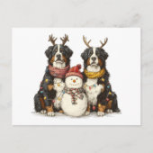 Kerst Rendier Berner Mountain Dogs Feestdagenkaart (Voorkant)