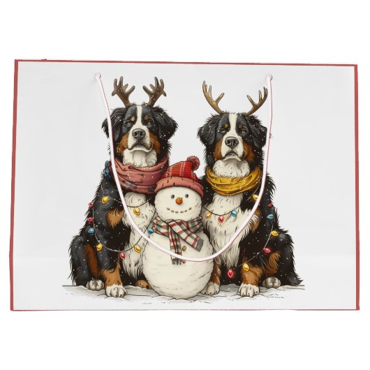 Kerst Rendier Berner Mountain Dogs Groot Cadeauzakje (Achterkant)
