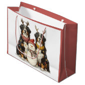 Kerst Rendier Berner Mountain Dogs Groot Cadeauzakje (Voorkant Gekanteld)