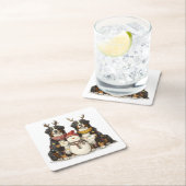 Kerst Rendier Berner Mountain Dogs Kartonnen Onderzetters (Insitu)